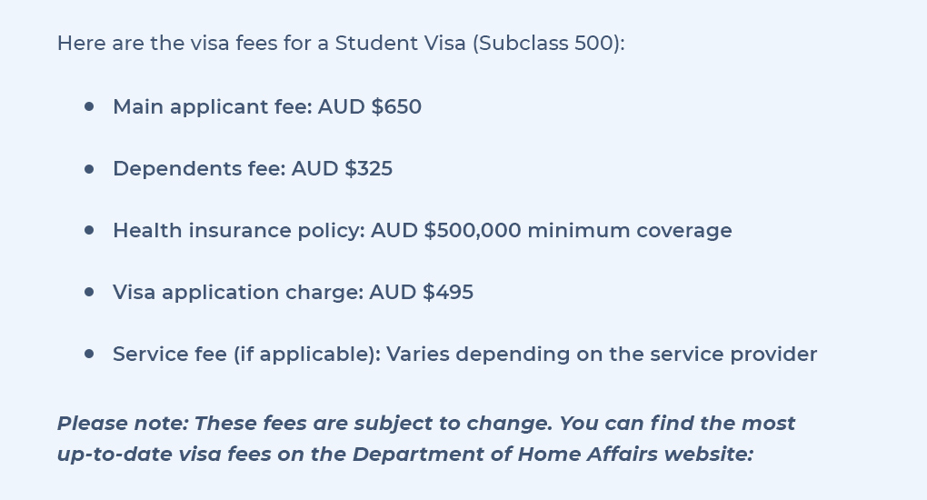Visa Fees in Australia