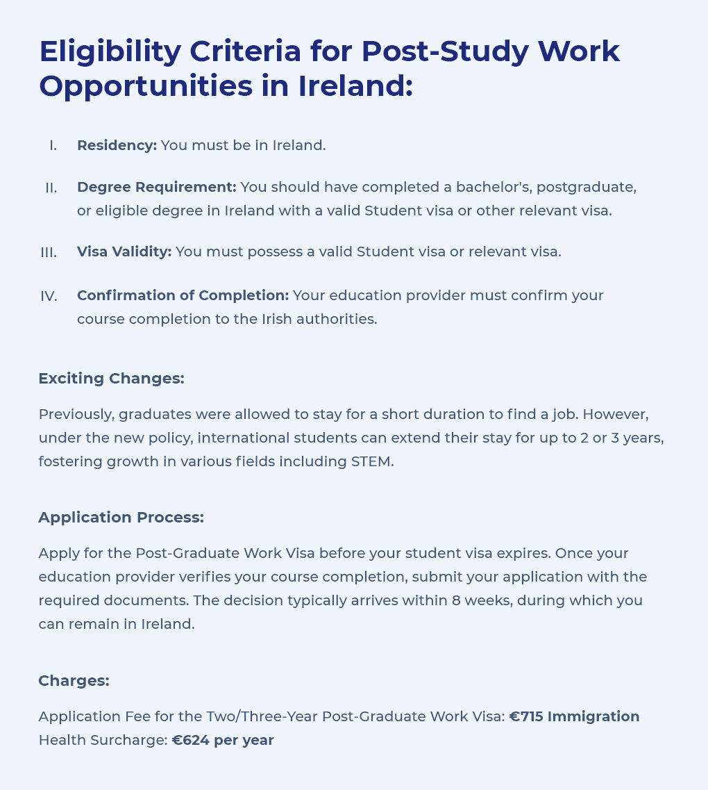 Eligibility Criteria for Post-Study Work Opportunities in Ireland