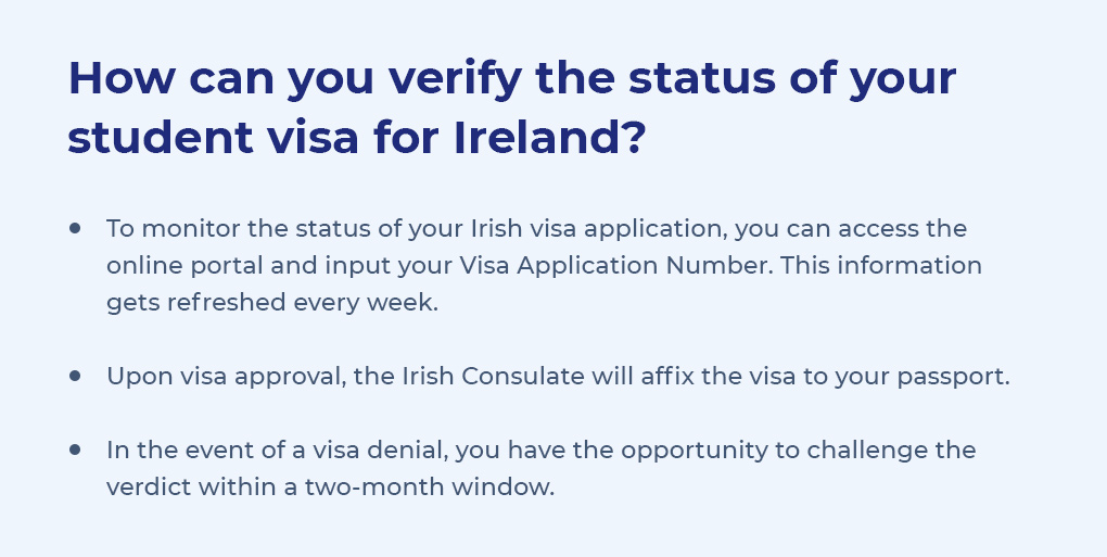 How can you verify the status of your student visa for Ireland? 